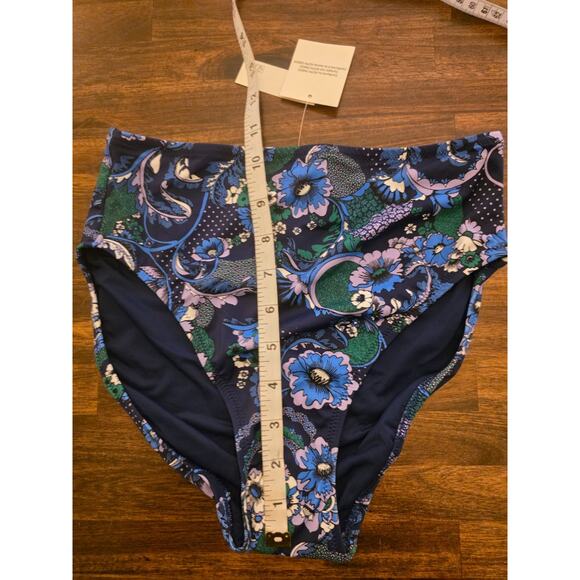 Amazon Essentials Bikini Bottom Deep Blue Floral Size XS High Waist NWT - Picture 4 of 7
